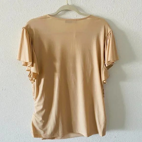 GRACE KARIN SHORT SLEEVE V NECK RUCHED SIDES TOP - Picture 5 of 5